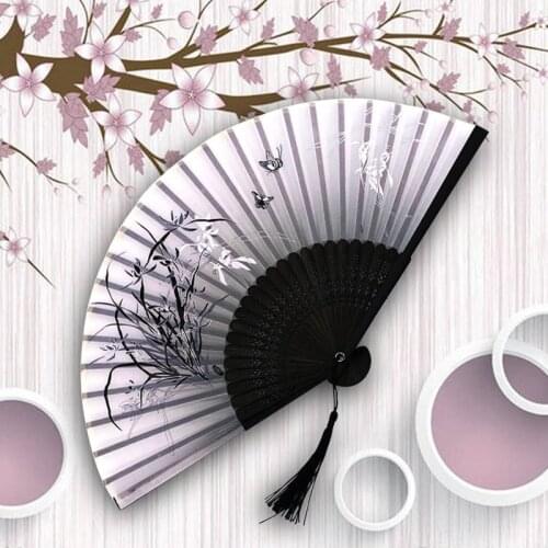 Summer Vintage Bamboo Folding Hand Held Flower Fan Chinese Dance Party Pocket Gifts Wedding supplies