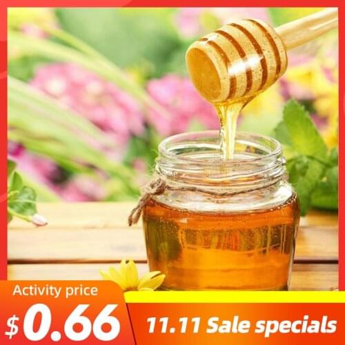 1pc 8cm Long Handle Wood Honey Stir Bar Practical Honey Mixing Stick Jar Spoon Supplies For Coffee Milk Tea Kitchen Accessories
