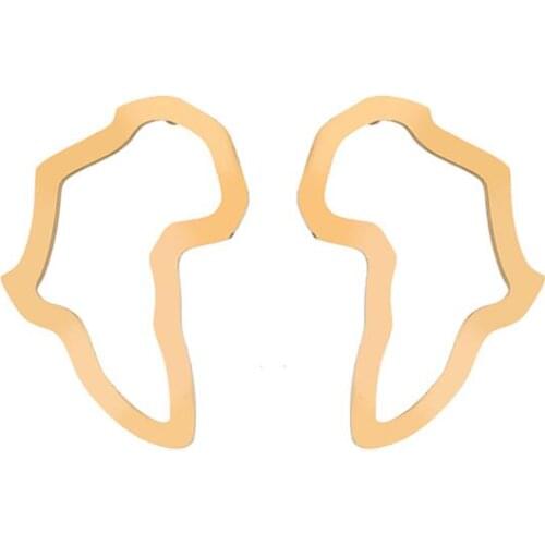 Mini Africa Map Stud Earrings For Women Hollow Cute African Earrings Small Ornaments Traditional Ethnic Jewelry Gifts