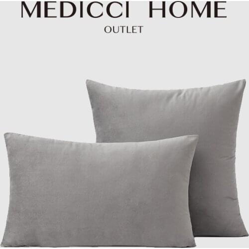 Medicci Home Solid Velvet Throw Pillow Cover Euro Sham Basic Cushion Covers Luxury Soft Pillow Cases Many Color & Size Options