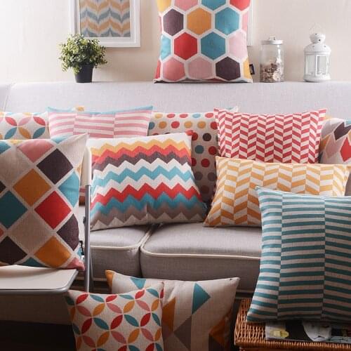 Nordic Red Stripe Geometric Pillow Cover Home Decorative Pillow Linen Cushion Cover Sofa Chair Waist throw pillows