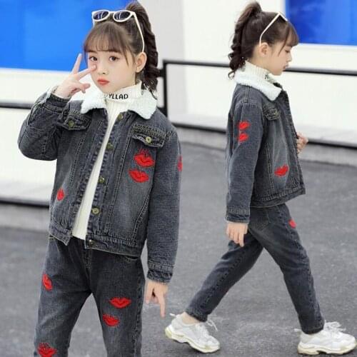 New Arrivals Spring Childrens Clothing Set Fashion Tracksuit For Girls Boys Sports Suit Winter Denim Coats + Pants Clothes Sets