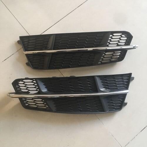 Fit For AUDI S6 A6 S-LINE C7.5 2015-2017 High Quality 2PCs ABS Honeycomb Chrome Front Left Right Bumper Lower Fog Light Cover