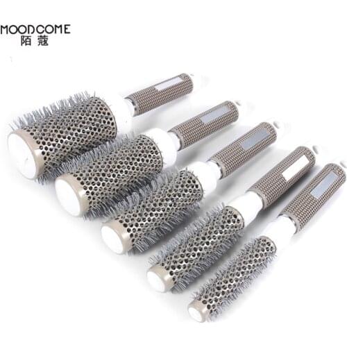 Professional Hair Dressing Brushes High Temperature Resistant Ceramic Iron Round Comb (19mm) 5 size GJ36