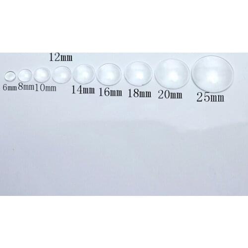 1 pack 12mm 20mm 25mm Flat Round Glass Back Transparent Clear Magnifying Glass Cabochon Cameo Cover for DIY Jewelry Findings