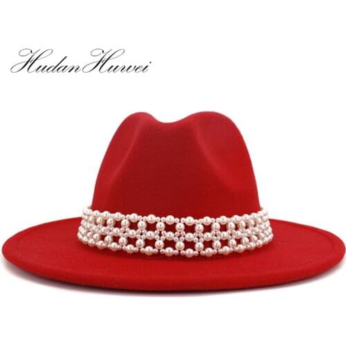 British Classic Women Men Autumn Winter Cotton Solid Woolen Felt Fedora Hat Jazz Party Holiday Wide Brim Caps