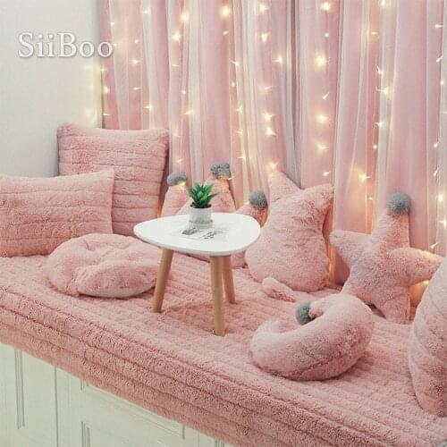 Siiboo long pile flush soft sofa cover nonslippery backside silicon dot thick quilted neat bay window cushion Coussin sp6575