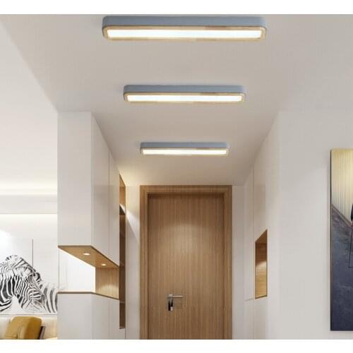 Japanese Style Modern Led Aisle Ceiling Lights for Bedroom Corridor Cloakroom Refreshing Gray Round/Square/Strip Lighting