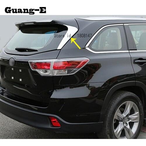 Car body styling ABS Rear tail Spoiler side triangle molding window bezel trim Sticks 2pcs for Toyota Highlander 2015 2016 2017