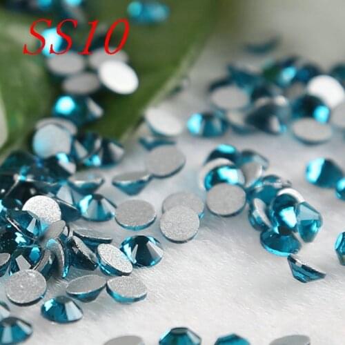 1440pcs SS10 Crystal Blue Zircon Machine Cur Strass Chaton Non Hot Fix Rhinestones