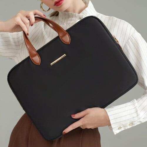 Elegant Document Laptop Bag 14 inch Waterproof Notebook Bag Sleeve For Macbook Case 2021 Fashion Solid Handbag Briefcase X128C