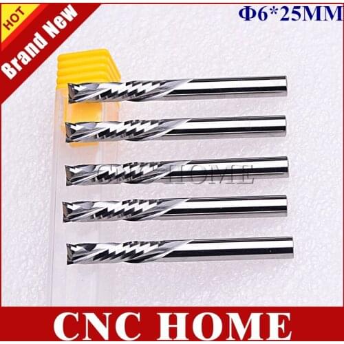 Up/Down Cut 6x25mm 2 Flute Spiral Bit, Compression Cutters for Woodworking Machinery, Wood Cutting Bits End Mill for Wood CNC
