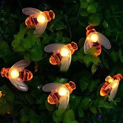 LED Solar Power LED Lamp String Bee Honey Shape Environmental Protection Lighting Strings for Patio Garland Lighting 2