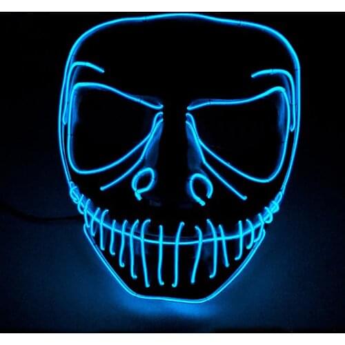 Luminous LED Cosplay Mask Festival Party Decor Glowing EL Wire Mask For Halloween Carnival Decoration 10 Colors Optional