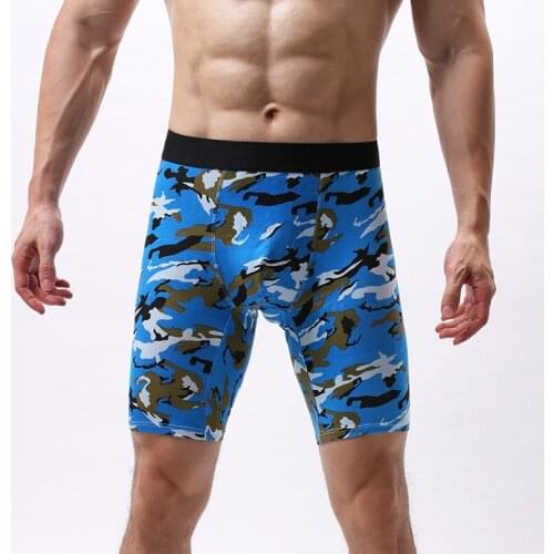 Sports Mens Camouflage Extended Underwear Mens Camouflage Briefs Cotton Mid-pants Printed Breathable Sports Mens Long Panties
