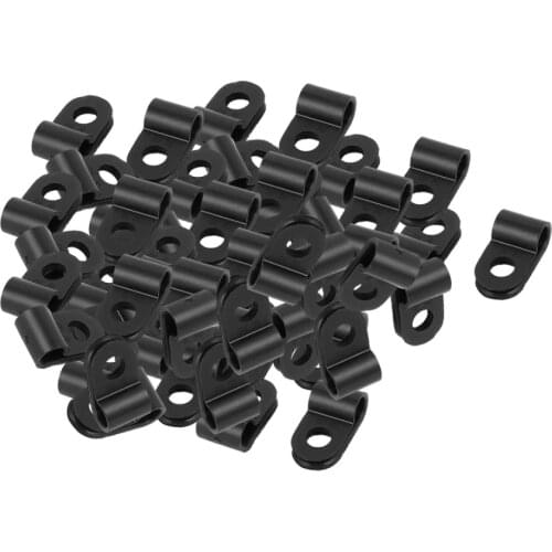 UXCELL 50Pcs Black Plastic R Type Cable Clip Clamp for 4.7mm Dia Wire Hose Tube Loop Hanger Harness Clip Replacement 19x10x7mm