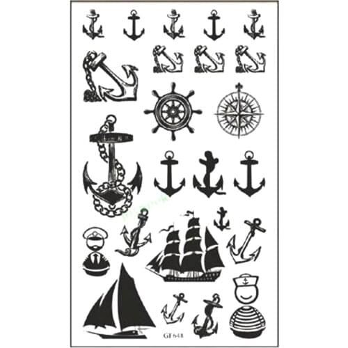 Waterproof Temporary Tattoo Sticker anchor compass sailboat tatto stickers flash tatoo fake tattoos for women girl men child