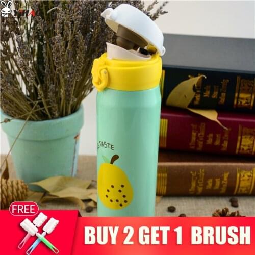 YIHAO 350ML 500ML Fruit Pattern Thermocup Stainless Steel Thermos Bottle 350ML 500ML Outdoor Vacuum Insulation Water Bottle