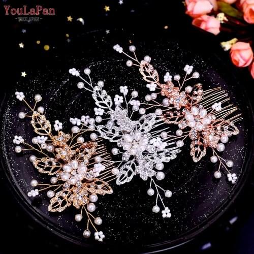 YouLaPan HP342 Pearl Hair Comb Rhinestone Headwear Bridesmaid Hair Ornament Women Jewelry Alloy Flower Wedding Accessories