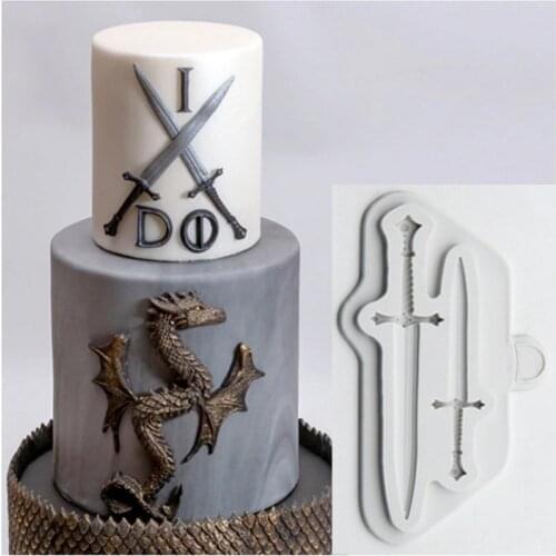 Luyou 1pcs Sword cake silicone mold fondant lace mold Birthday cake decorating tools chocolate gumpaste mold FM1885