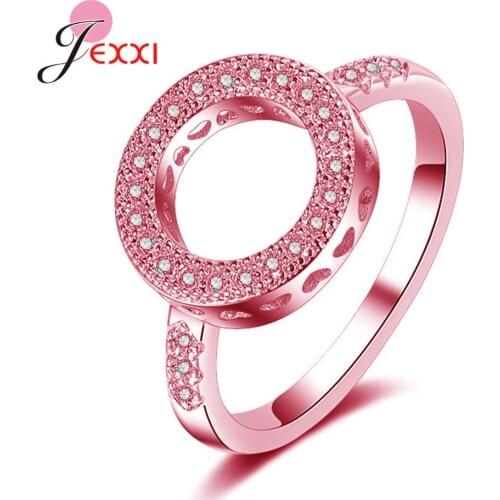 100% Genuine 925 Sterling Silver Forever Love Shining CZ Circle Round Loop Finger Rings for Women Jewelry Christmas Gift
