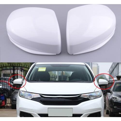2pcs ABS Car Side Rearview Wing Door Mirror Cover Cap Housing White Fit for Honda Fit Jazz 2014 2015 2016 2017 2018