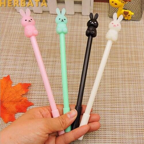 4Pcs/Set Rabbit Gel Pens Set Kawaii School Supplies Office Stationary Photo Album Kawaii Pens Stationery Gel Ink Pen