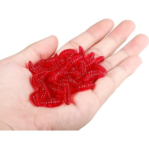 50pcs Soft Worm Lures 2cm 0.3g Smell Luminous Fishing Lures Set Maggot Suspending Fish Bait Artificial Soft Plastic Lures