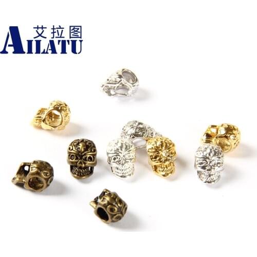 Ailatu Free Shipping 10pcs/lot Exquisite and Cute Skull Charms for Jewelry Making