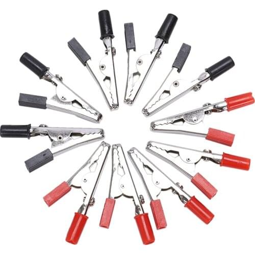Promotion! SODIAL(R) 10 Pcs 50mm Plastic Handle Test Probe Metal Alligator Clips