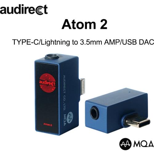 Audirect Atom2 MQA ES9281AC USB DAC Cable Headphone Amplifier AMP Lightning/TYPE C to 3.5m Audio for ios Android Phone ATOM 2