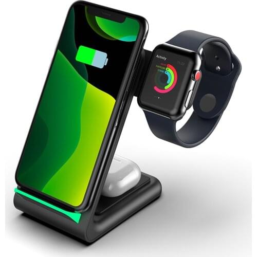 15W QI 3 In 1 Wireless Charger Dock Station For Iphone 12/Iphone 11 Foldable Charger Stand For Apple Watch 6/5/4 Airpods Pro