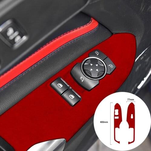 For Ford Mustang 2015-2019 Alcantara Suede Wrap Car Windows Lift Control Panel Strip Cover Trim Sticker Internal Accessories