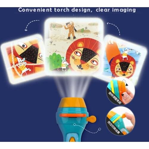 Projection Flashlight Children Projector Light Cute Fairy Tale Toy Night Photo Picture Light Bedtime Learning Fun Toys
