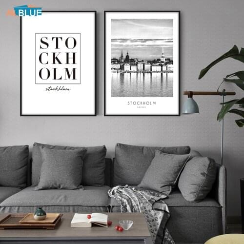 Scandinavian Poster Print Stockholm City Landscapes Wall Art Black And White Canvas Painting For Living Room Wall Pictures Decor