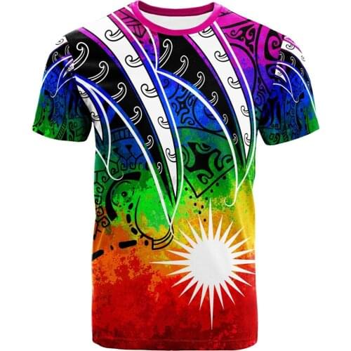 Marshall Islands T-Shirt Tropical Leaf Rainbow 3D Printed t-shirt Harajuku Streetwear T shirts Funny Men For Women Short Sleeve