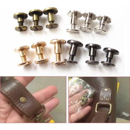 HOT 20 Pcs 5mm/6.5mm/8mm Luggage Leather Metal Craft Solid Screw Nail Rivet Double Curved Head Belt/Strap Rivets Book Screws