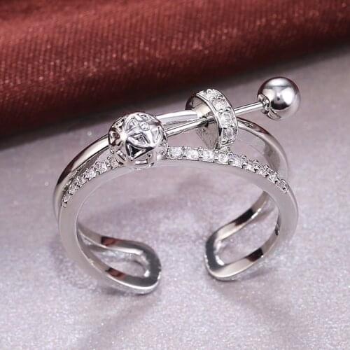Huitan Korean Style Cute Women Finger Ring New Trendy Resizable Opening Rings Party Princess Daily Wear Accessories Fine Gift