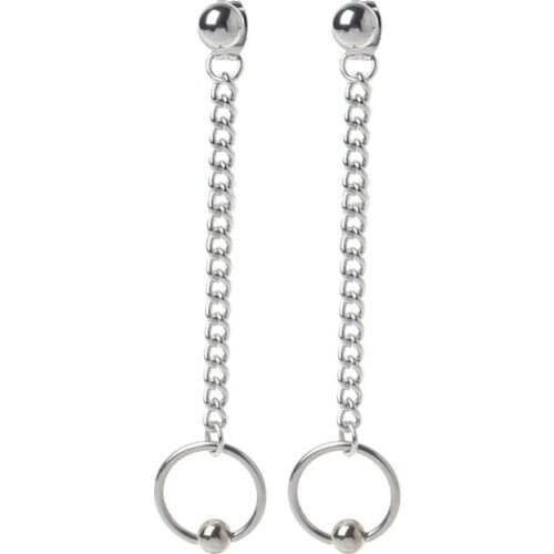 Korea Jewelry KPOP Hip Hop Punk Titanium Steel Tassel Chain Drop Earring Kit E56A