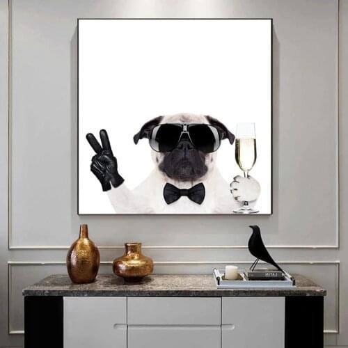 Cool Abstract Dj Dogs Listening Music Funny Animals Canvas Paintings Poster and Print Wall Art Pictures Living Room Home Decor