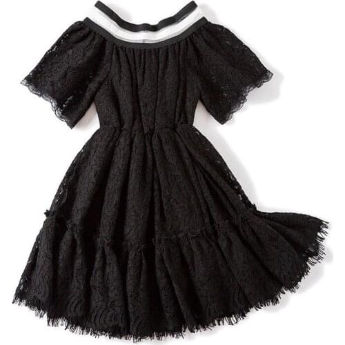 Girls Summer Lace Princess Dress Shoulderless Short Sleeve White Wedding Dress Teen Girl Cute Princess Costume Party Formal Gown