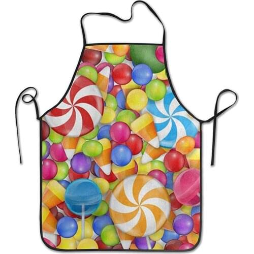 Humor Kitchen Aprons ，Spring/Winter/Halloween/Thanksgiving Apron for Cooking Baking 20.5×28.59 in Sweet Color Lollipop Candy