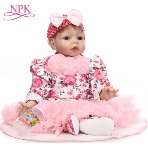 NPK 22inch reborn baby doll lifelike newborn baby Christmas Gift sweet baby educational toys for kids