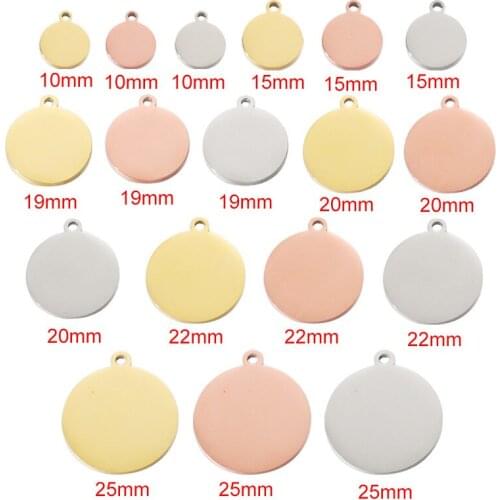 Laser Custom Personalized Name Logo Text Round Discs Charms Stainless Steel Pendants For DIY Making Necklaces Keychain Jewelry