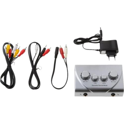 Mini Mixer KARAOKE System Audio Process Stereo Pre-Amplifier Microphone EU