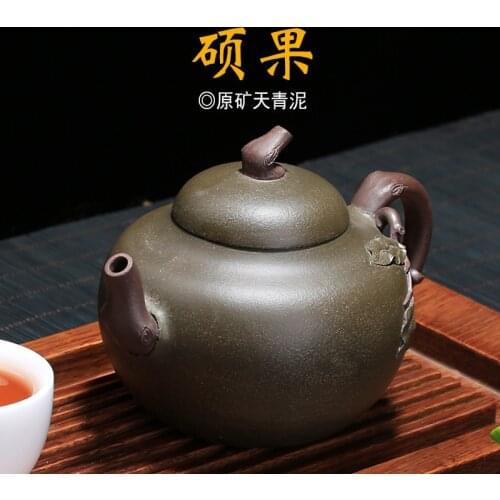 Sand Teapot and Tea Set Ore Mine Azure Mud Fruit Pot Guogong Fang Qinping Handmade Teapot and Tea Set One Substitute