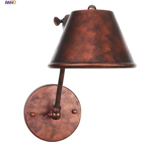 IWHD Rustic Adjustable Long Arm Wall Lamp Bedroom Bathroom Mirror Light Loft Style Retro Wall Lights Sconces Applique Murale