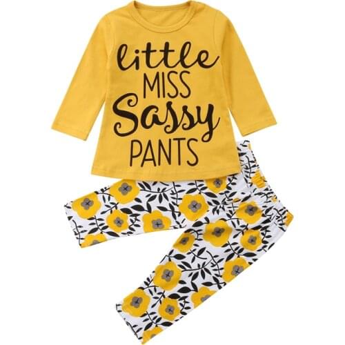 Pudcoco US Stock New Fashion Newborn Infant Baby Boy Girl Kids Cotton Floral Long Sleeve Tops+Pants Clothes Outfits 2Pcs