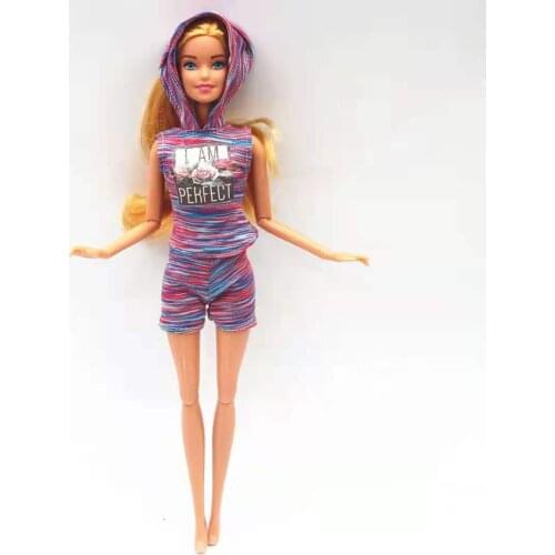 1/6 BJD Clothes For Barbie Doll Outfits Fashion Purple Hoodie Shirt Top Cropped Shorts 11.5" Dollhouse Accessories Kids Toy Gift