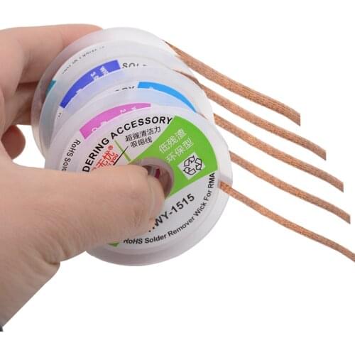5PCS Width 1.5mm 2.0mm 2.5mm 3mm 3.5mm Length 1.5M 1515 2015 2515 3015 Desoldering Braid Solder Remover Wick Wire Repair Tool